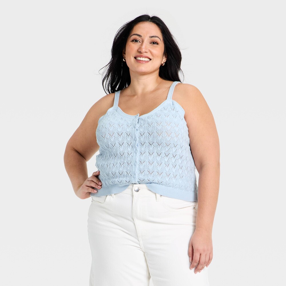 Women's Western Crafted Tank Top - Universal Thread™ Light Blue XXL 100% Cotton